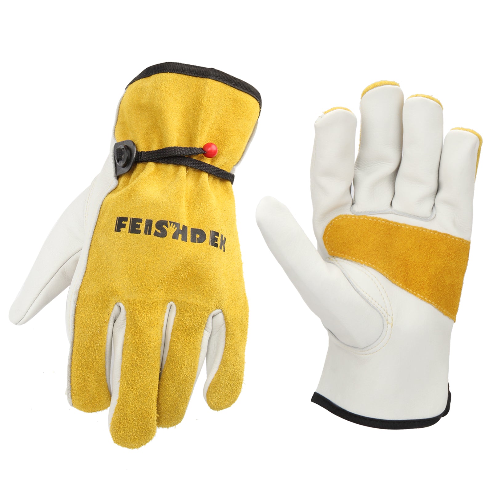 Heavy Duty Cowhide Leather Work Gloves with Adjustable Wrist