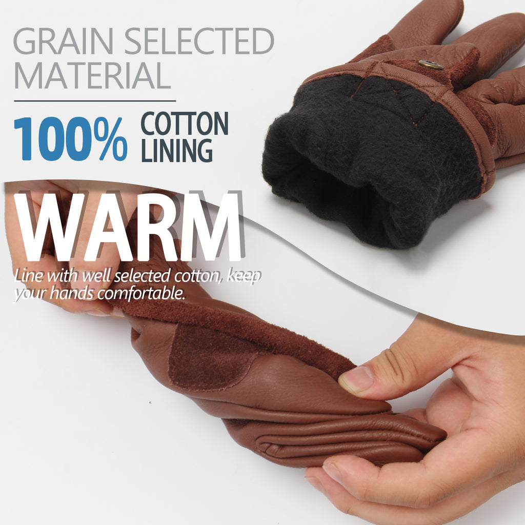 Stylish Leather Adult winter gloves with Cotton Lining