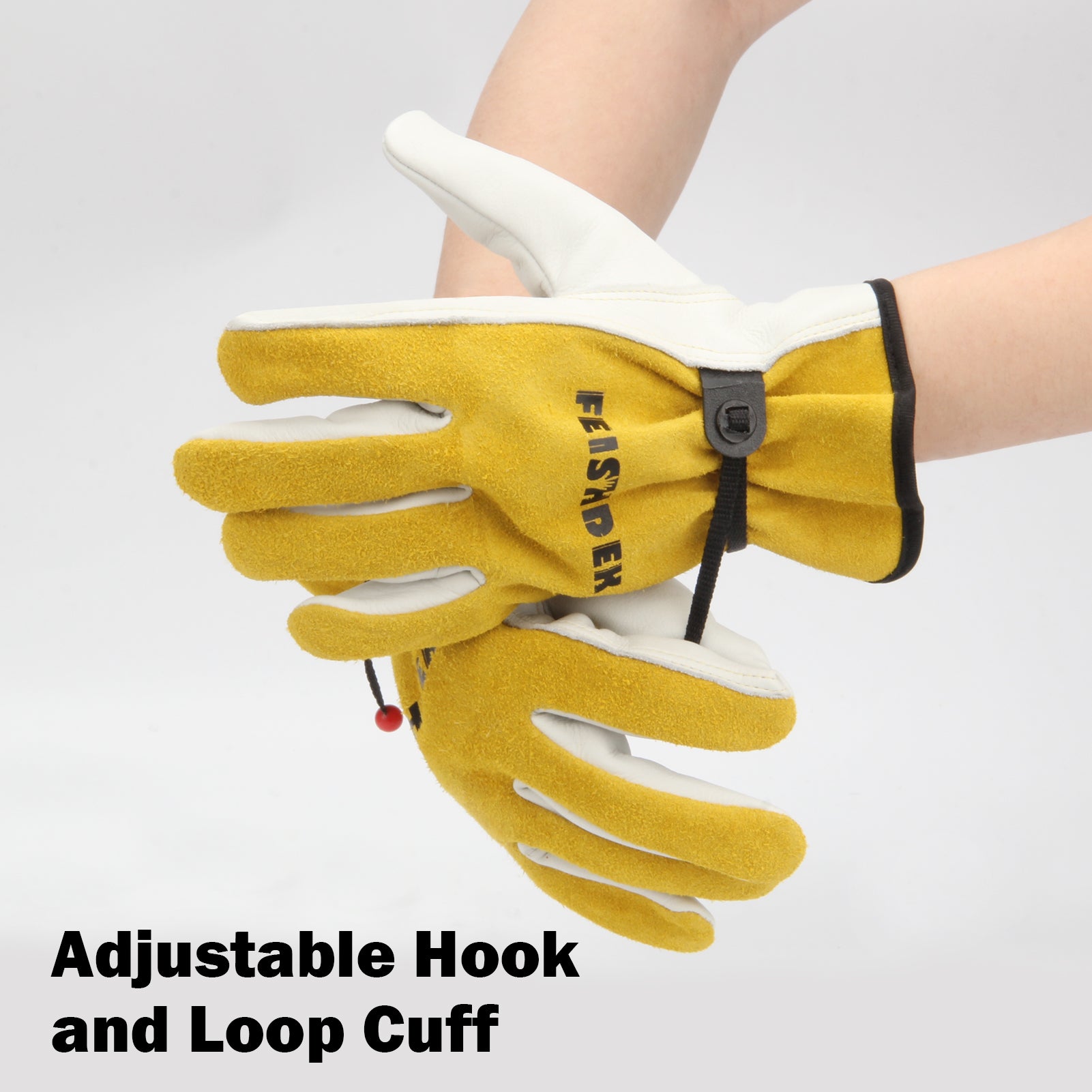 Heavy Duty Cowhide Leather Work Gloves with Adjustable Wrist