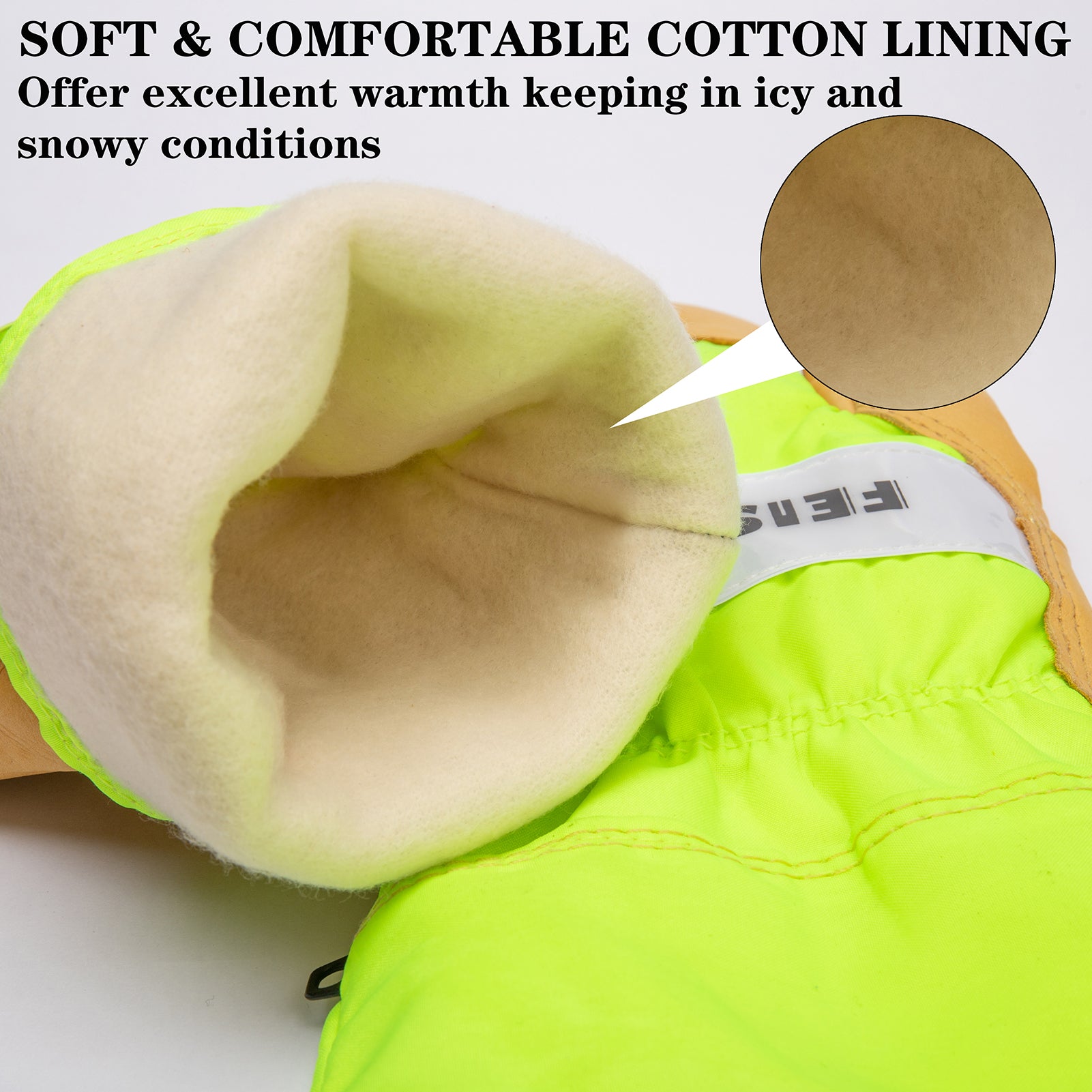 Heavy Duty Hi-Viz waterproof Insulated leather winter work Gloves