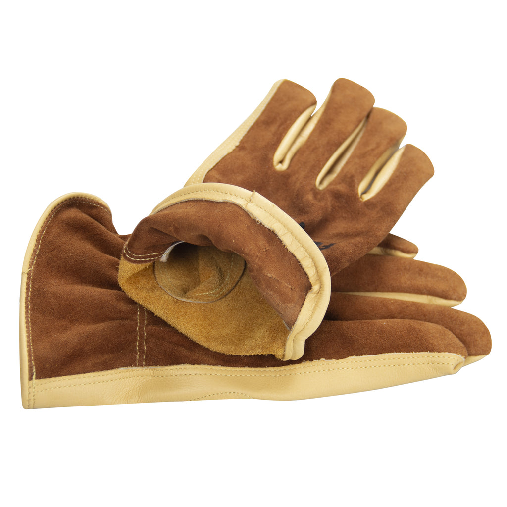 Adult cowhide leather work gloves with Elastic wrist cuff