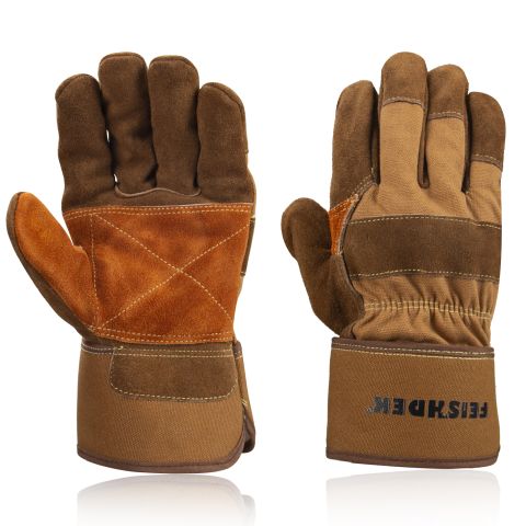 Heavy Duty Work Gloves with Leather Palm, Cowhide Leather Welding Gloves. Thorn proof, Cut resistant.