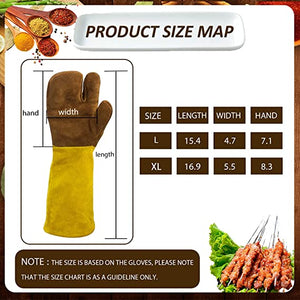 Real Leather Heat Resistant Cooking and BBQ Gloves