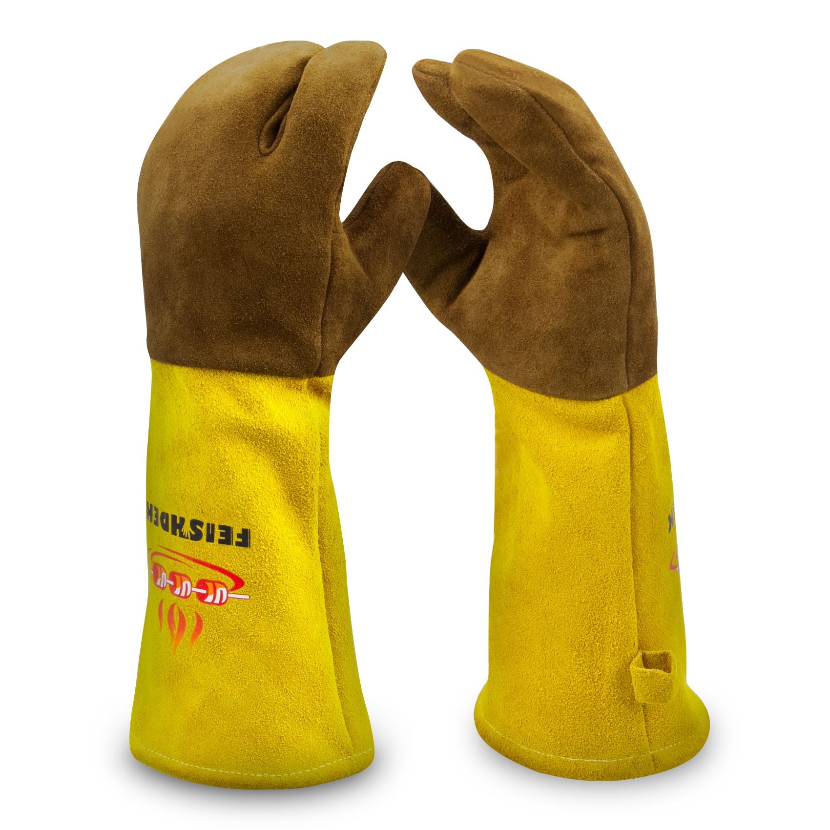 Real Leather Heat Resistant Cooking and BBQ Gloves