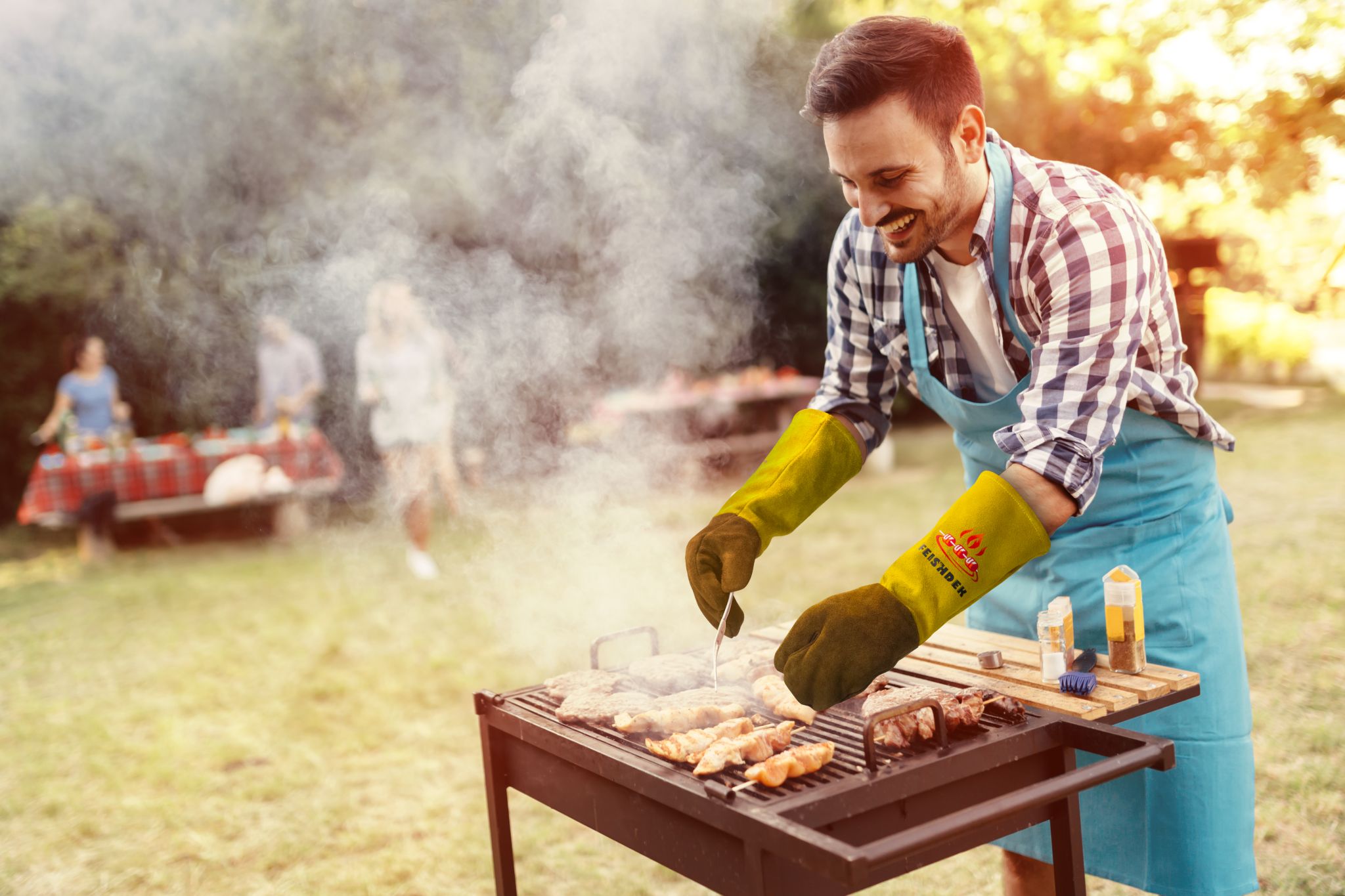 Real Leather Heat Resistant Cooking and BBQ Gloves