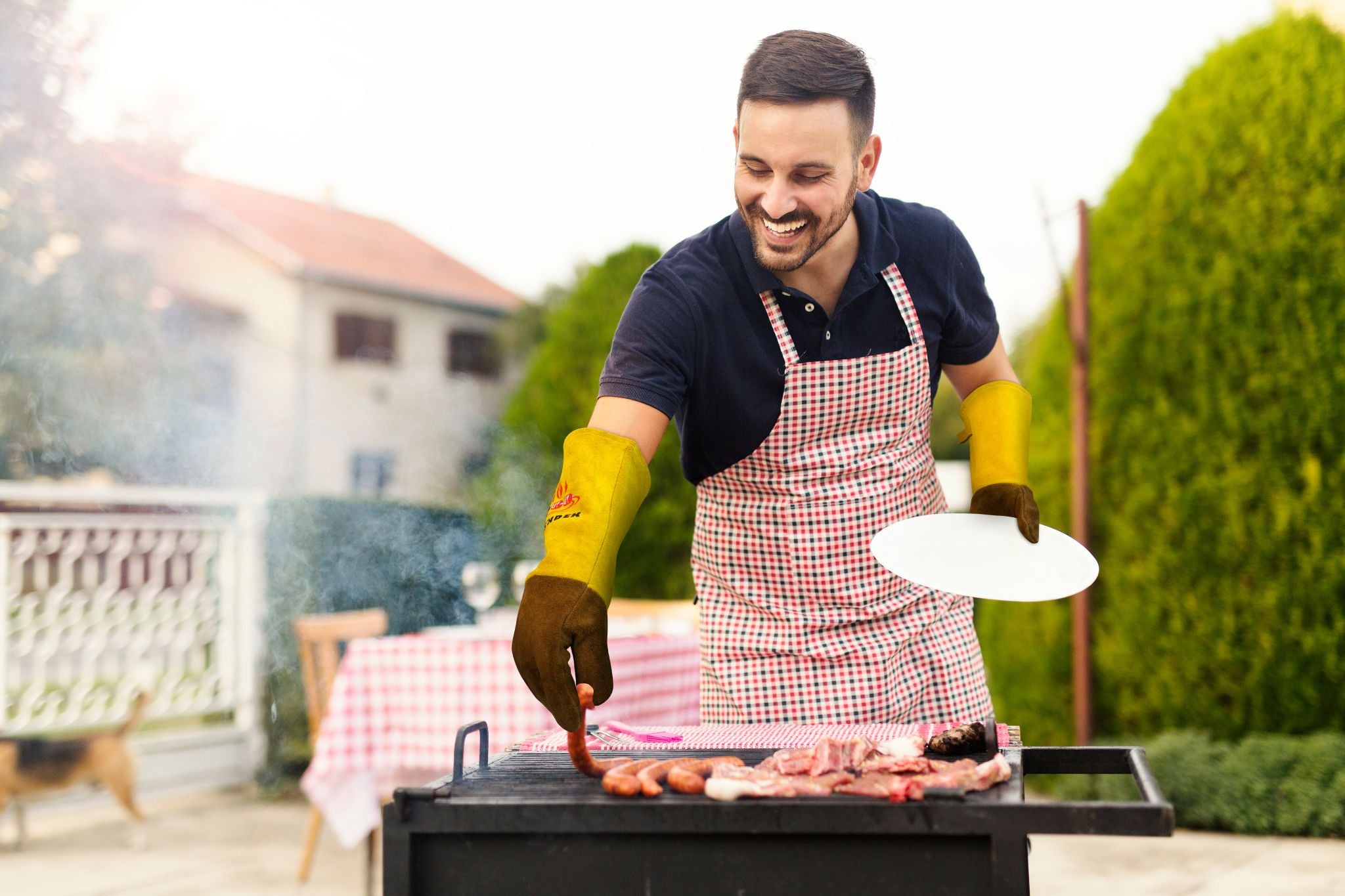 Real Leather Heat Resistant Cooking and BBQ Gloves