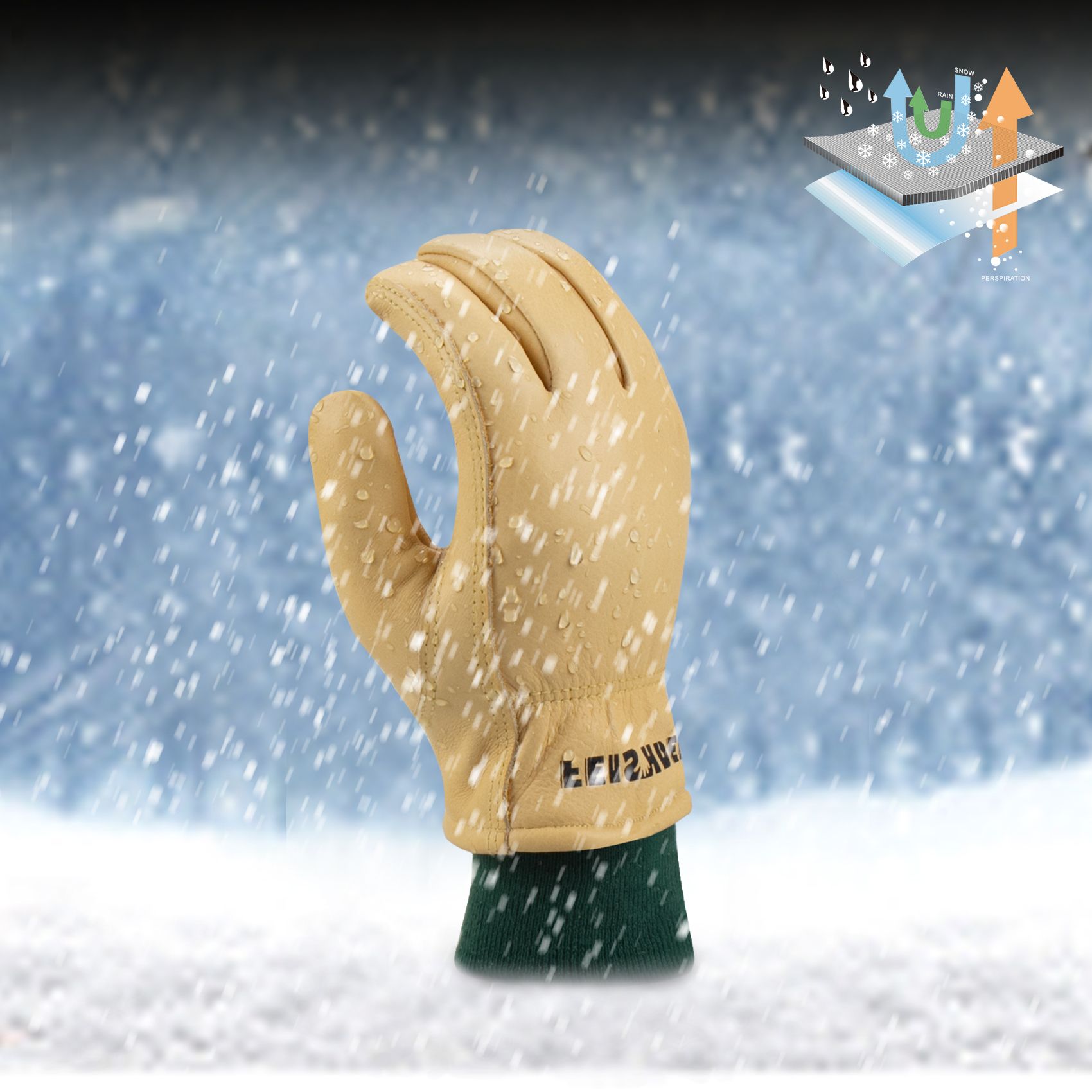 Real Leather moisture-resistant Cold Weather Gloves